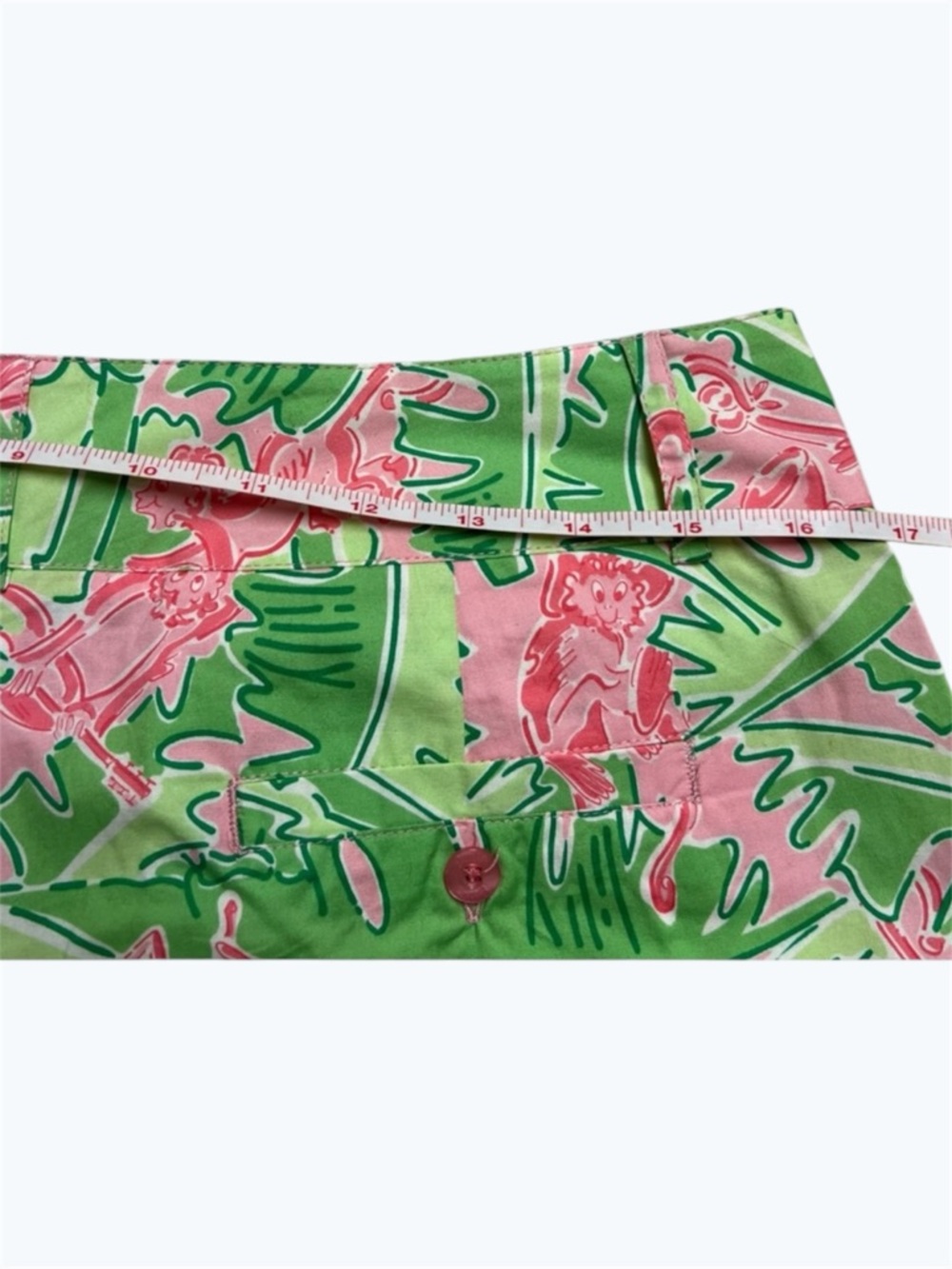 Lilly Pulitzer Pink and Green Tropical Monkey Capri Pants    NWOT    size 10 - Picture 10 of 12